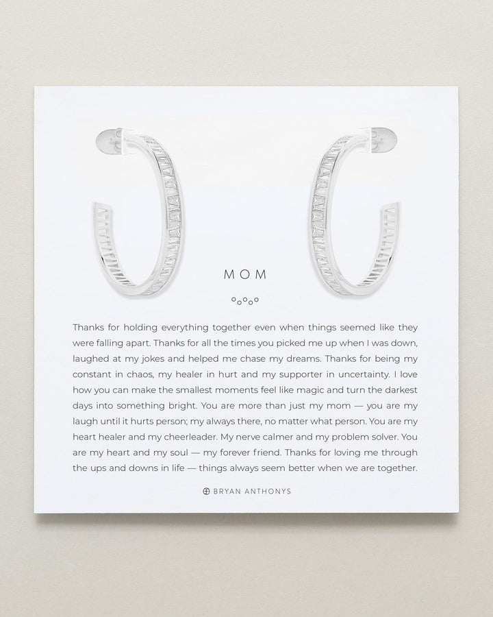 Mom Baguette Maxi Hoop Earrings – Meaningful Gift by Bryan Anthonys