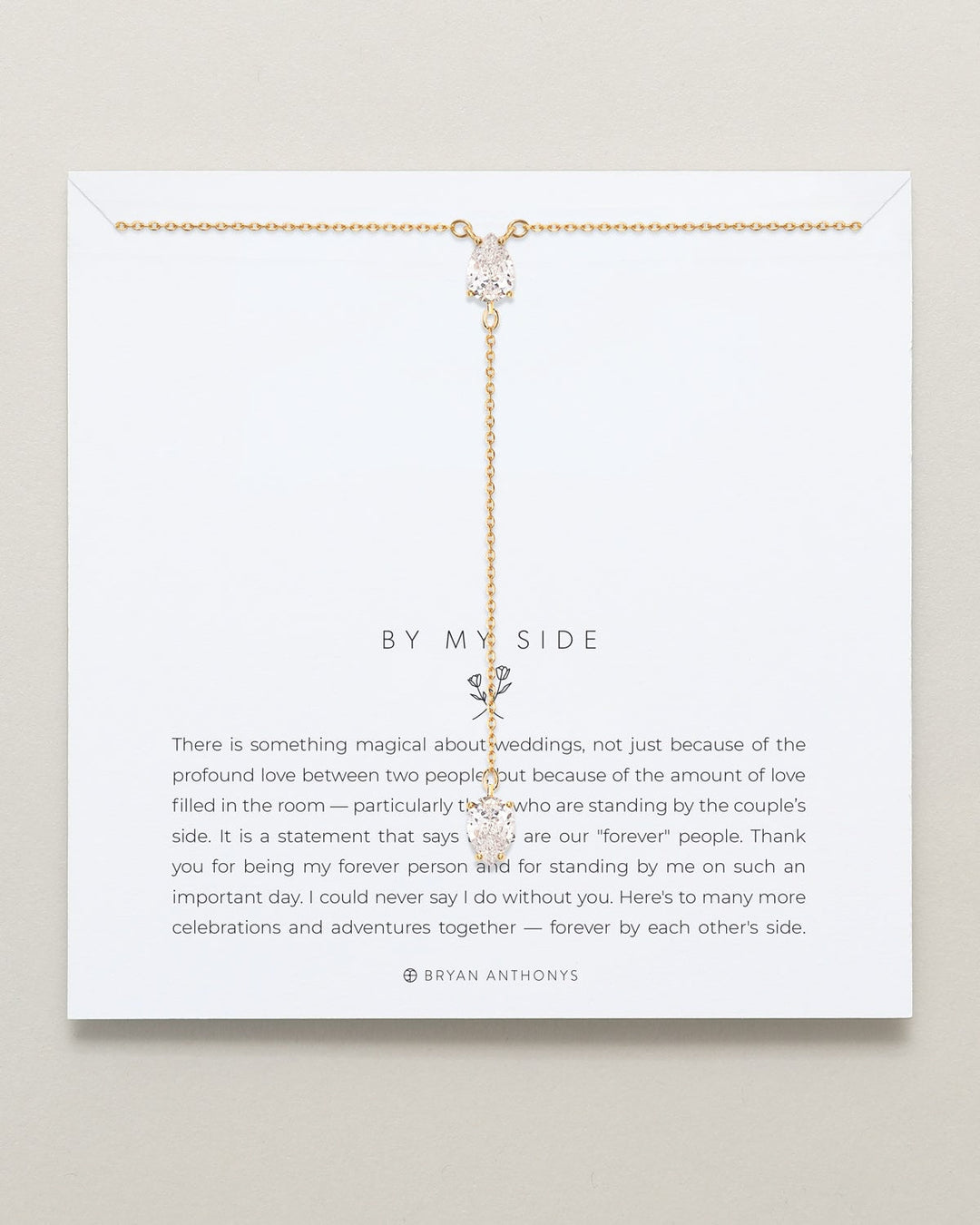 By My Side Pear Cut Lariat Necklace – Bridesmaid Gift by Bryan Anthonys