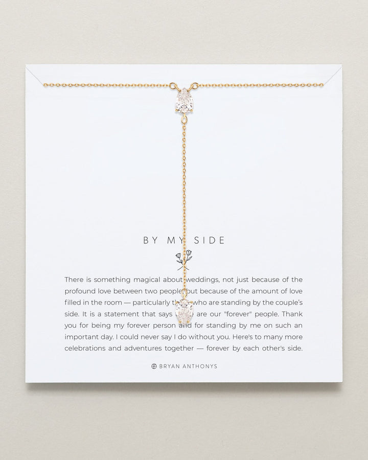 By My Side Pear Cut Lariat Necklace – Bridesmaid Gift by Bryan Anthonys