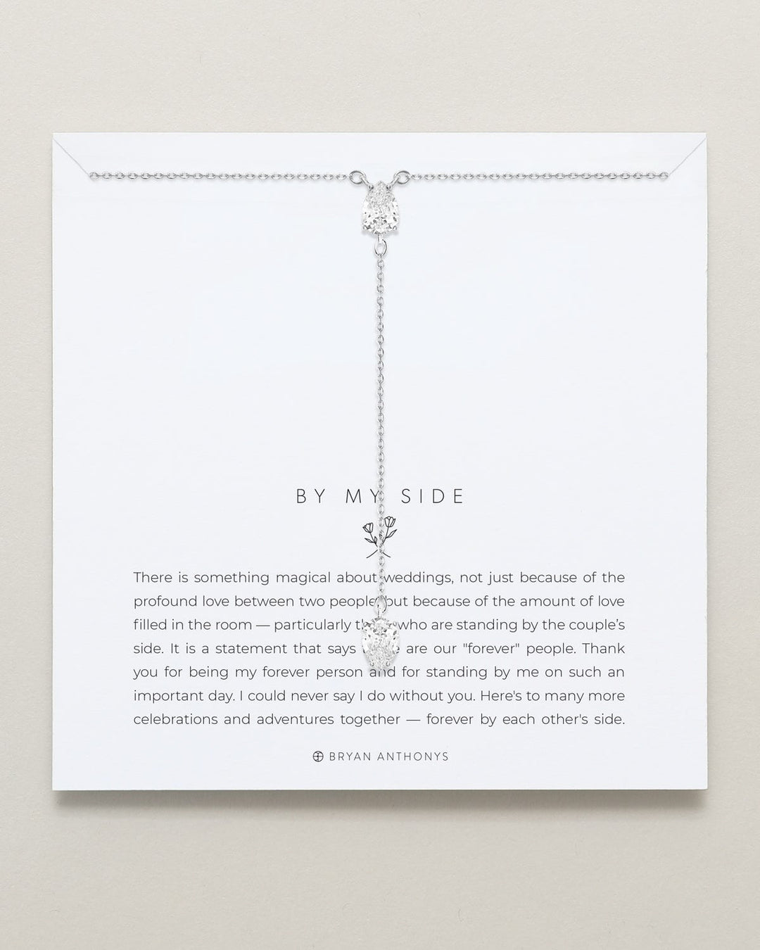 By My Side Pear Cut Lariat Necklace – Bridesmaid Gift by Bryan Anthonys
