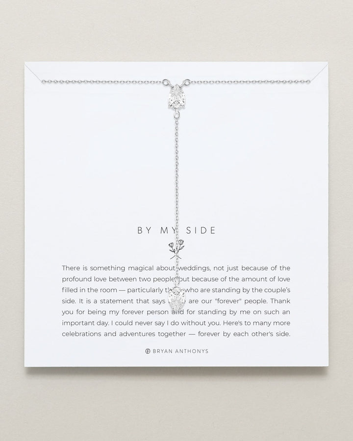 By My Side Pear Cut Lariat Necklace – Bridesmaid Gift by Bryan Anthonys
