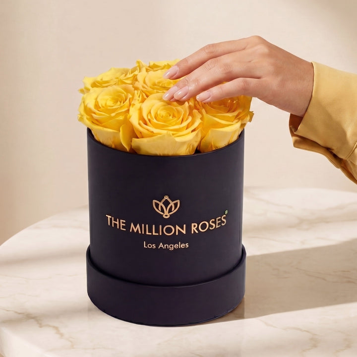 Essence Black Box with Yellow Roses – Luxury Preserved Rose Gift