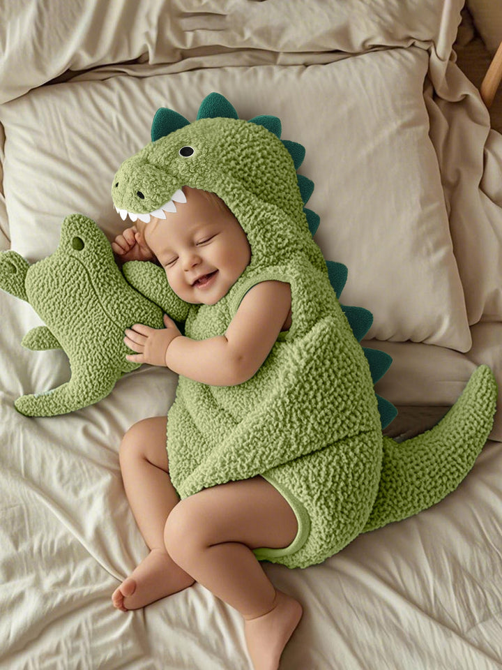 Multi-colored Fleece Romper In A Little Dinosaur Design