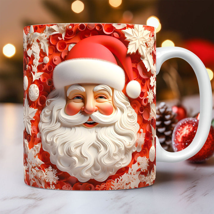 3D Christmas Ceramic Mug – Santa and Snowman Designs