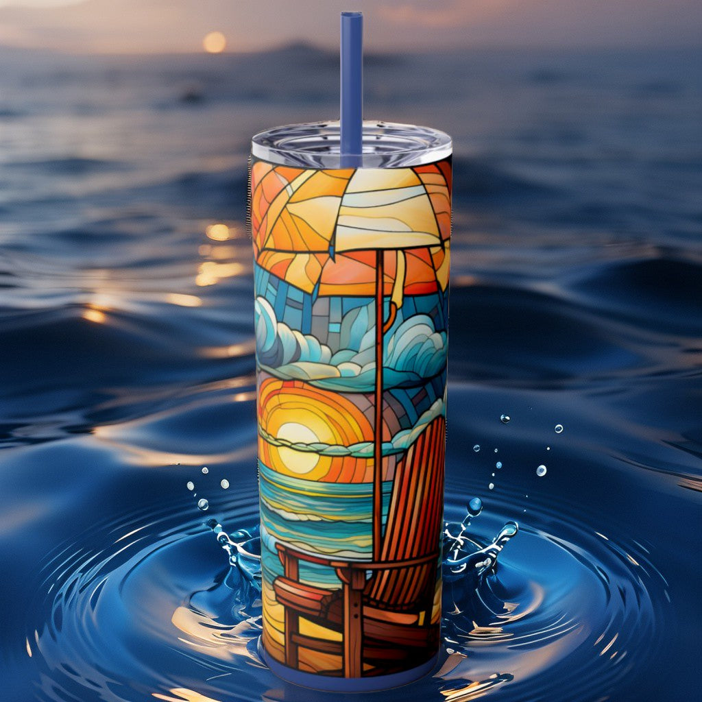 Skinny Tumbler with Straw, 20oz - Beach Chair Life