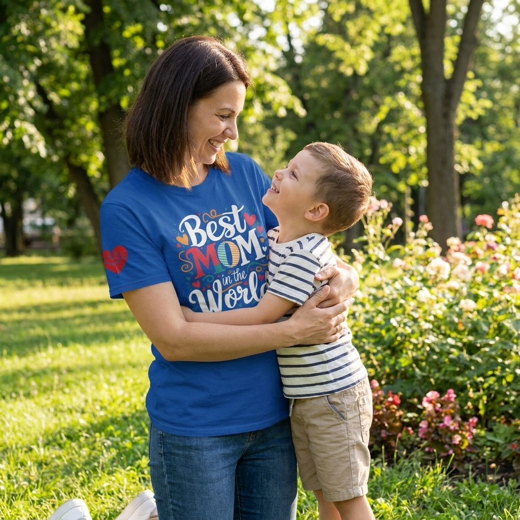 Colorful Unisex Heavy Cotton Tee - Best Mom In The World for Mother's Day gift