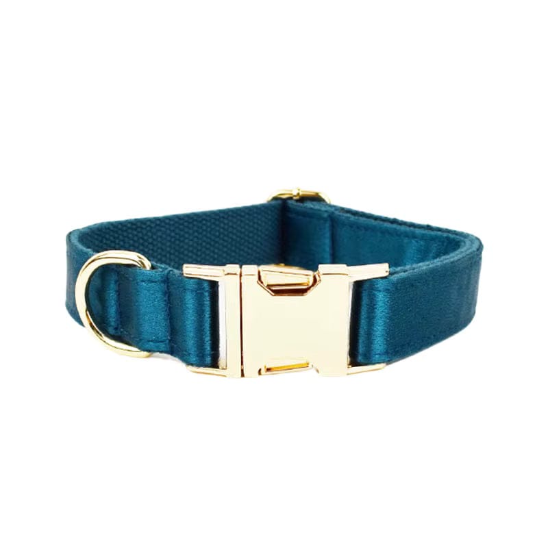 Blue Green Satin Personalized Dog Harness & Leash Set