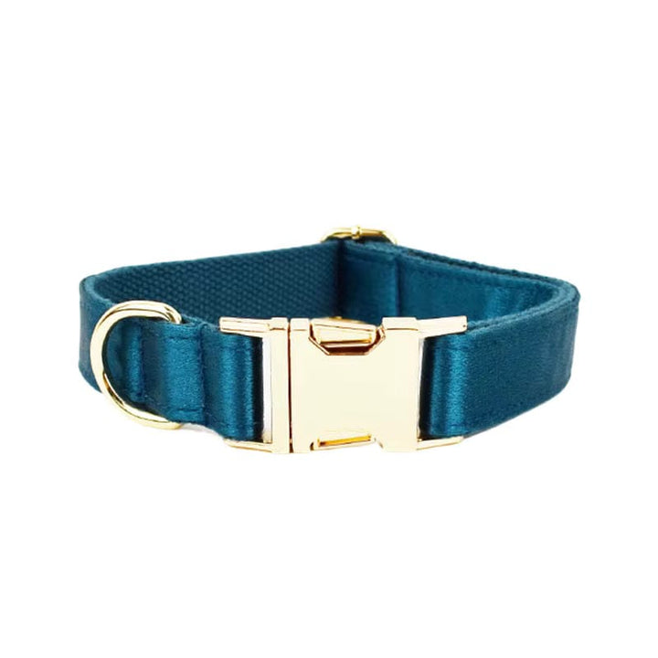 Blue Green Satin Personalized Dog Harness & Leash Set