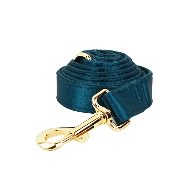 Blue Green Satin Personalized Dog Harness & Leash Set