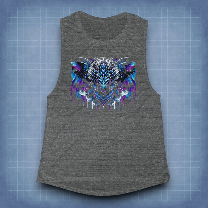 Women's Flowy Scoop Muscle Tank - Blue Electric Dragon