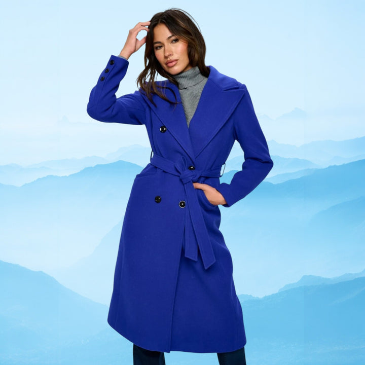 Coalition LA Double-Breasted Longline Coat with Belt