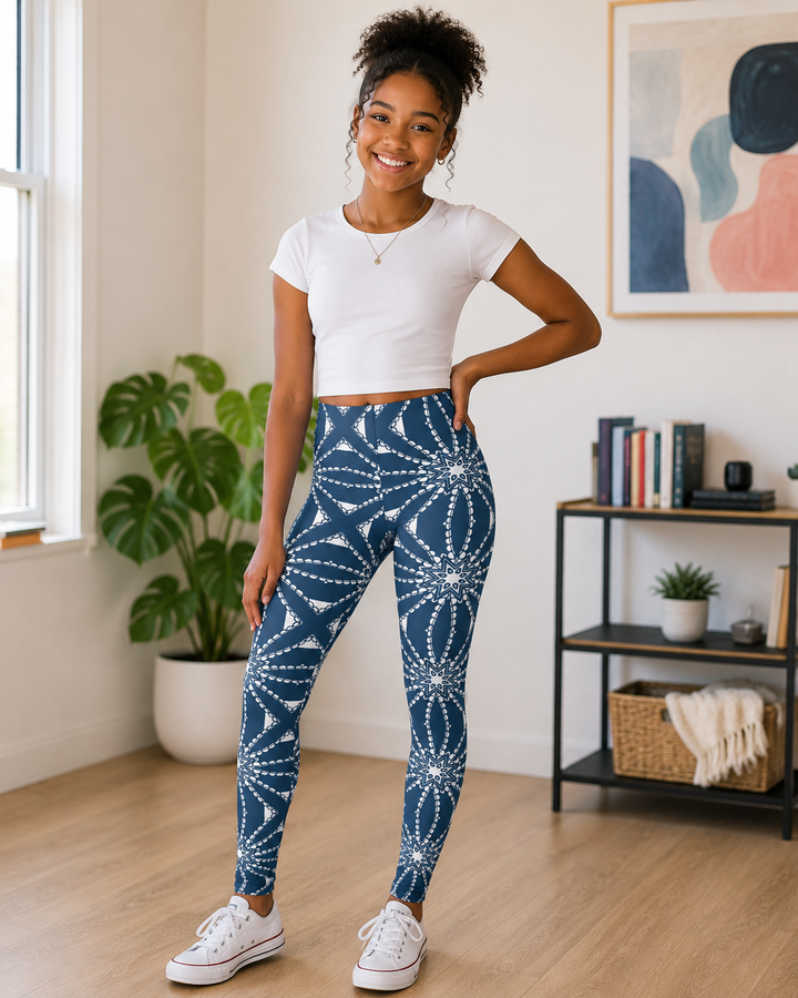 Youth Leggings with Elegant Geometric Design - Perfect for Active Girls