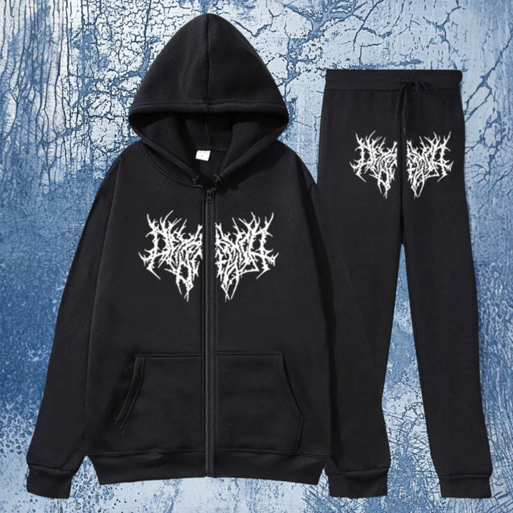 Men's Full Size Zip Up Long Sleeve Hoodie and Pants Set Plus Size