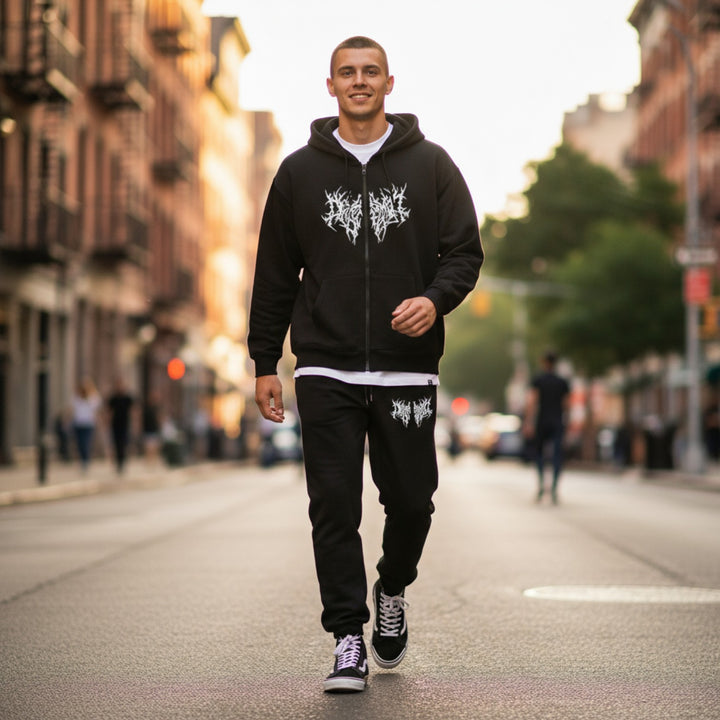 Men's Full Size Zip Up Long Sleeve Hoodie and Pants Set Plus Size