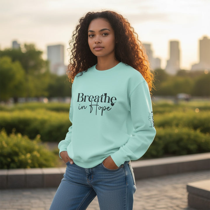 Unisex Lightweight Crewneck Sweatshirt - Breathe in Hope Exhale Worry