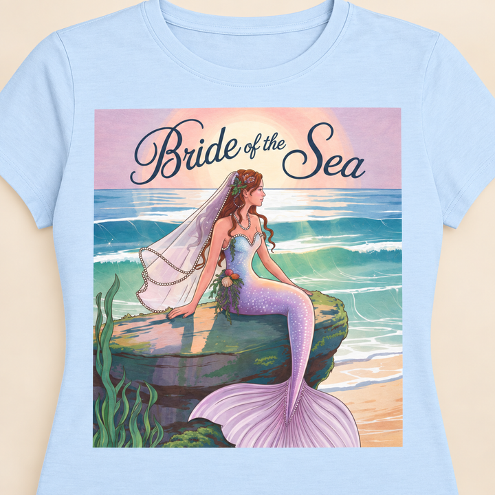 Bride of the Sea Women's Softstyle Tee - Mermaid Gift, Beachwear, Bachelorette Party, Wedding Attire, Nautical Fashion