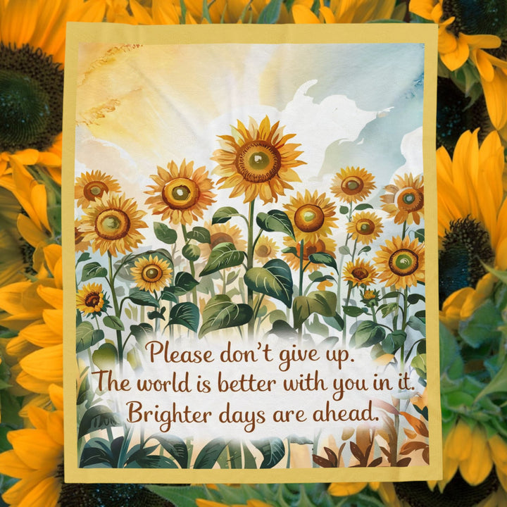 Don't Give Up Sunflower Velveteen Plush Blanket - Brighter Days Ahead