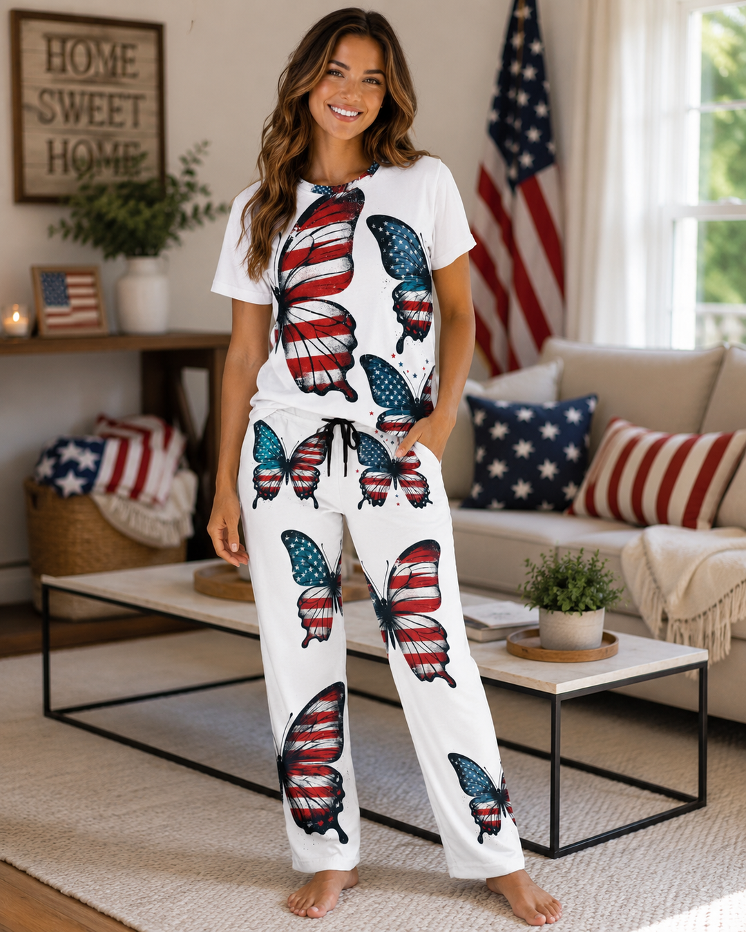 Patriotic Butterfly Women's Pajama Pants - Stylish & Comfy Sleepwear
