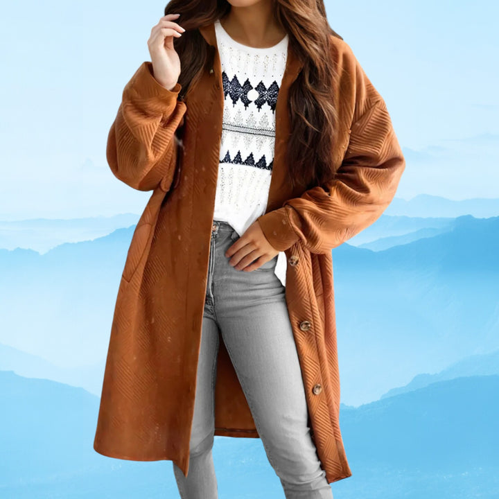 Textured Button Down Collared Neck Coat