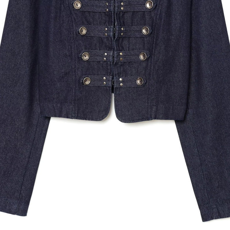 Summer New Arrival Fashionable Slim-Fit Double-Breasted Decorative Denim Jacket