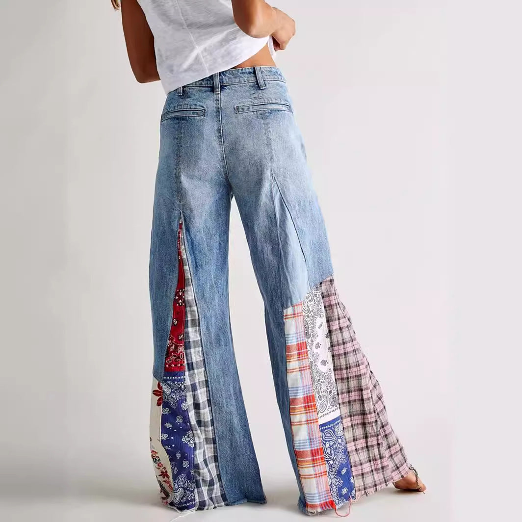 Women’s Retro High-Waist Wide-Leg Denim Jeans