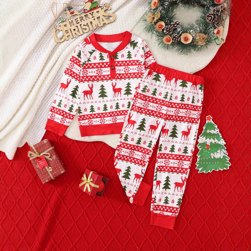 Boys’ Red Christmas Animal-Print Suit – Two-Piece Holiday Outfit