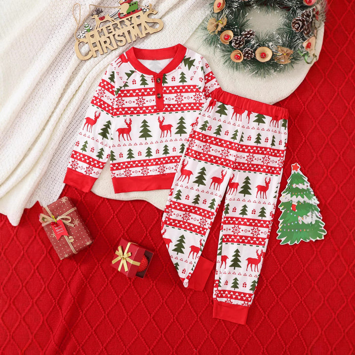 Boys’ Red Christmas Animal-Print Suit – Two-Piece Holiday Outfit