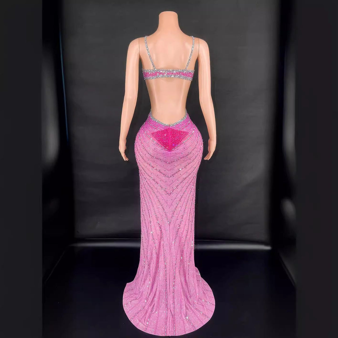 Super Shiny Rhinestone Bodycon Dress | Sleeveless Party Dress