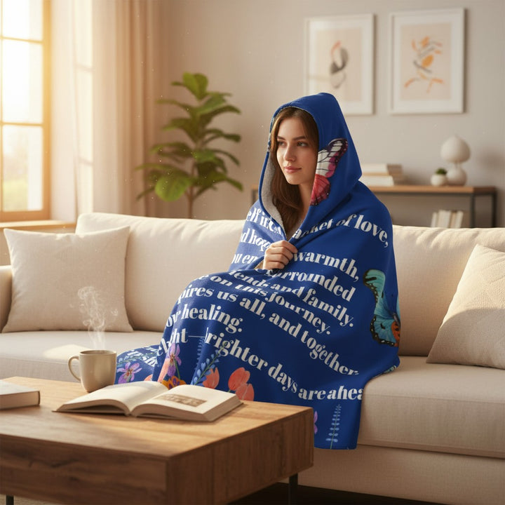 Cancer Support Hooded Blanket - Wrap Yourself in Love and Hope for Cancer Patients