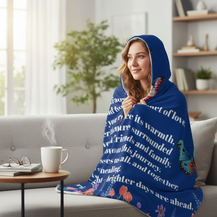 Cancer Support Hooded Blanket - Wrap Yourself in Love and Hope for Cancer Patients