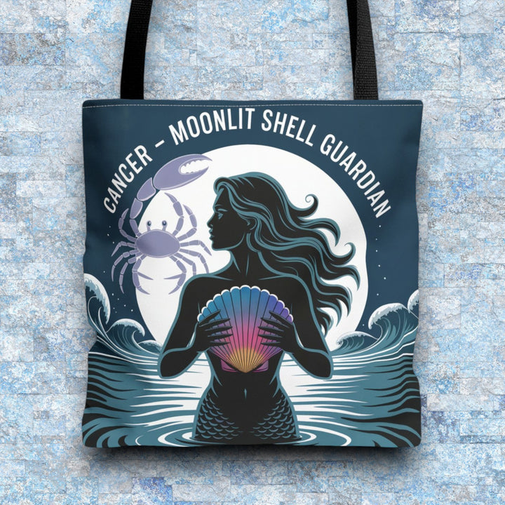 Zodiac Cancer Tote, Astrology-Inspired Tote Bag, Zodiac Gift, Cancer Moonlit Shell Guardian, Eco-Friendly Bag, Gift for Her