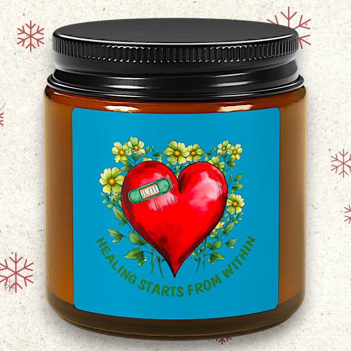 Scented Soy Candle Amber Jar - Healing Comes From Within