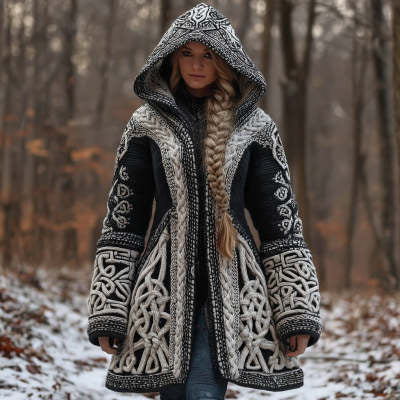 Women’s Long Loose-Fit Round-Neck Knitted Cardigan