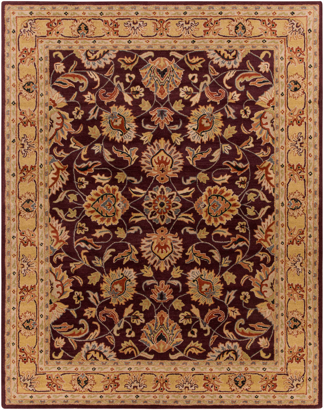 Cherryfield Burgundy 1024 Wool Area Rug – Hand-Tufted Floral Rug