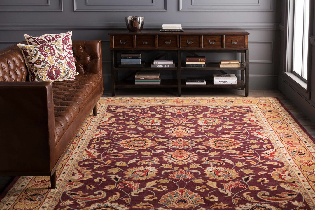 Cherryfield Burgundy 1024 Wool Area Rug – Hand-Tufted Floral Rug