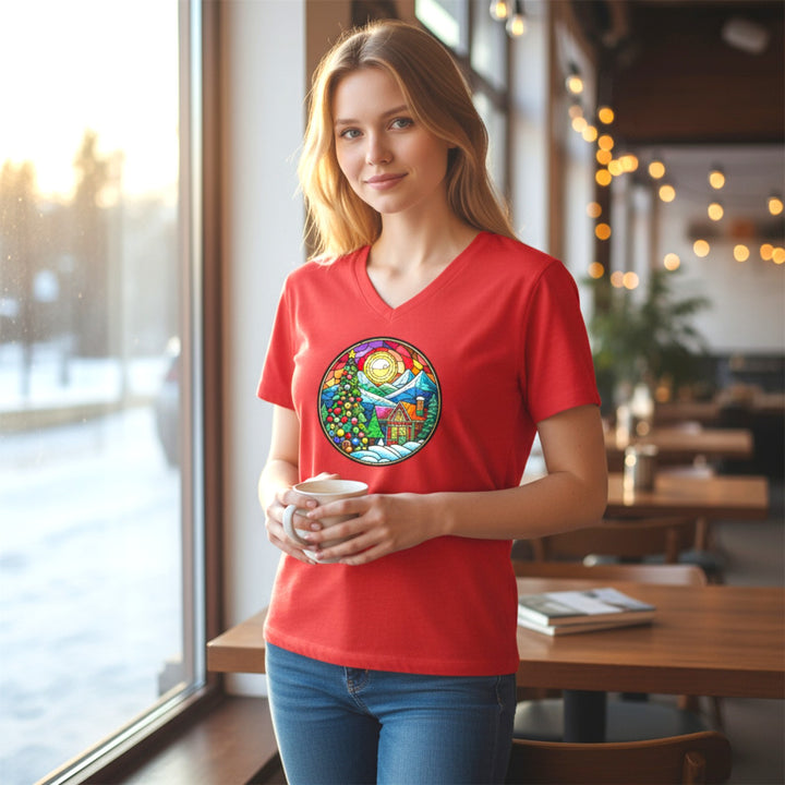 Unisex Jersey Short Sleeve V-Neck Tee - Christmas Home