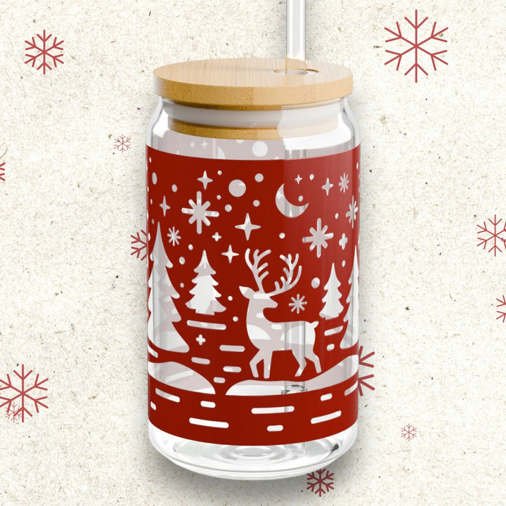 Christmas Deer Sipper Glass