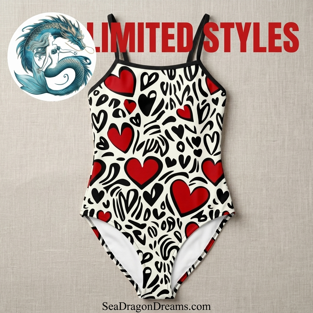 Heart Pattern One-Piece Swimsuit | Women’s Fun Summer Style