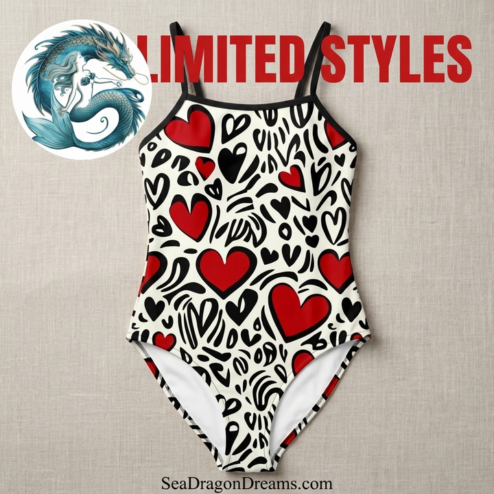 Heart Pattern One-Piece Swimsuit | Women’s Fun Summer Style