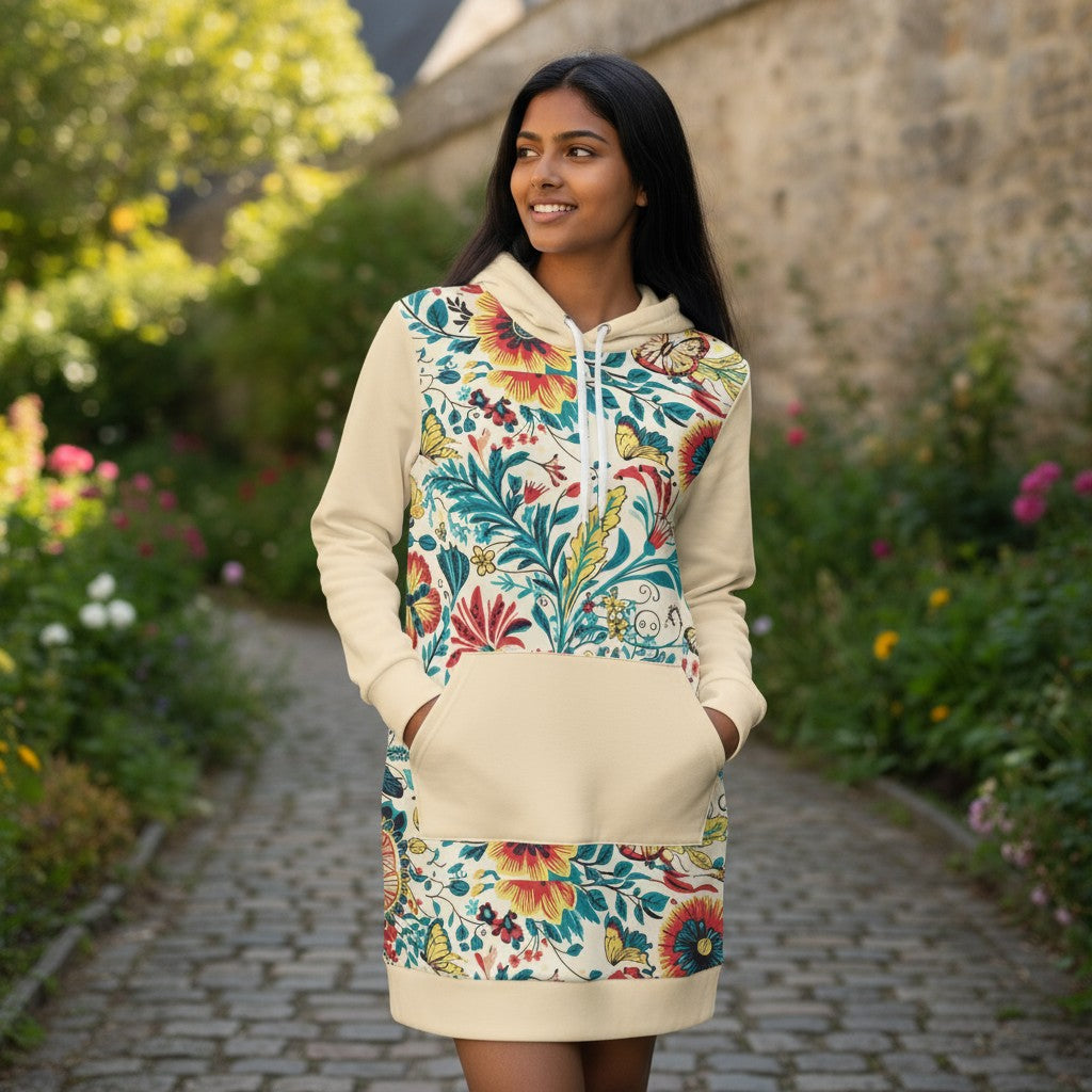 Women's Hoodie Dress - Coastal Flowers