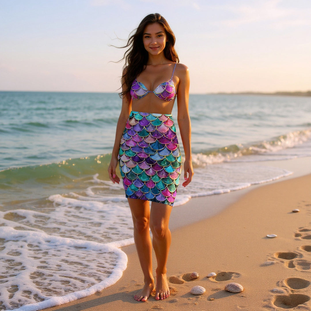 Dancing Mermaid Scale Pencil Skirt