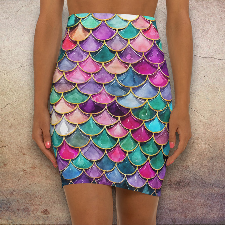 Dancing Mermaid Scale Pencil Skirt