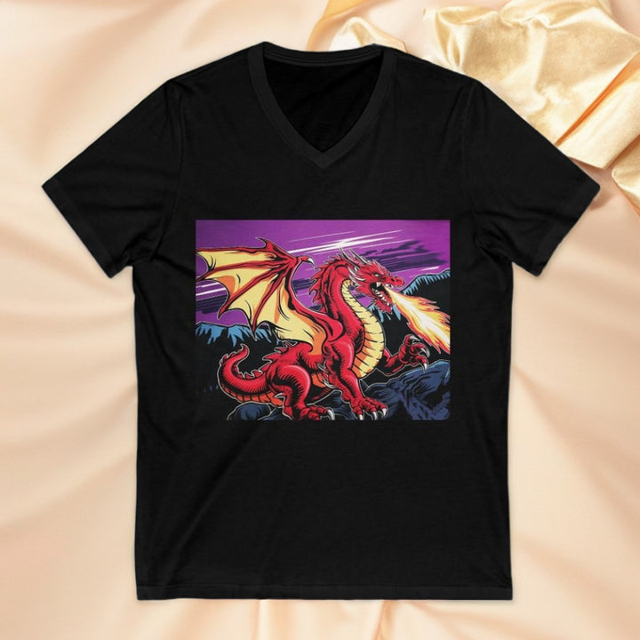 Unisex Jersey Short Sleeve V-Neck Tee - Conquering Dragon