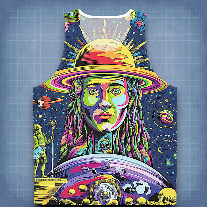 Cosmic Journey Unisex Tank Top - Vibrant Galaxy Graphic Tee