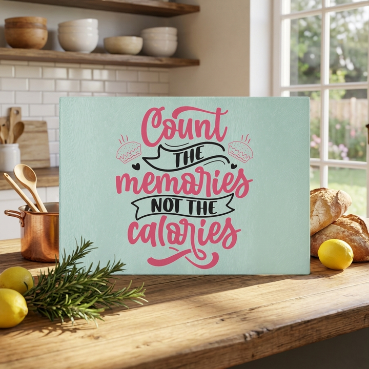 Glass Cutting Board - Count the Memories Not the Calories