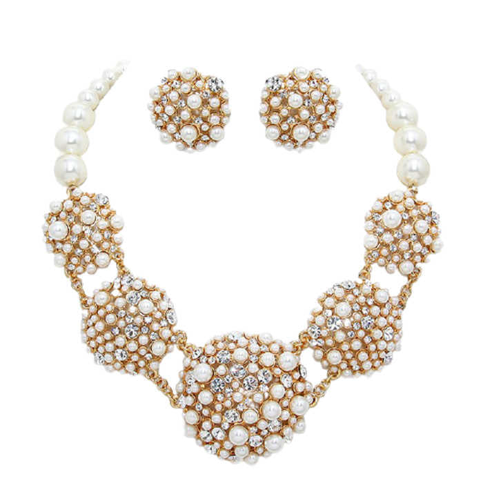 Crystal Pearl Bubble Cluster Necklace – Special Occasion Jewelry