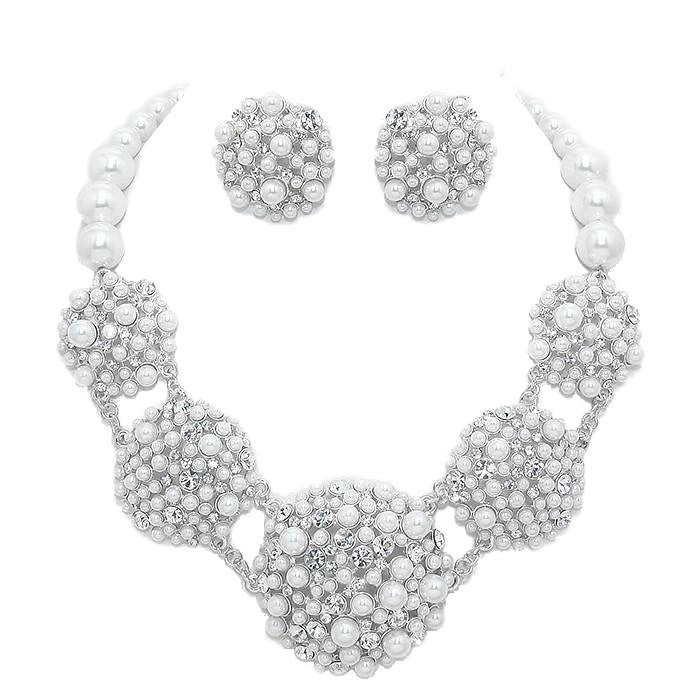 Crystal Pearl Bubble Cluster Necklace – Special Occasion Jewelry