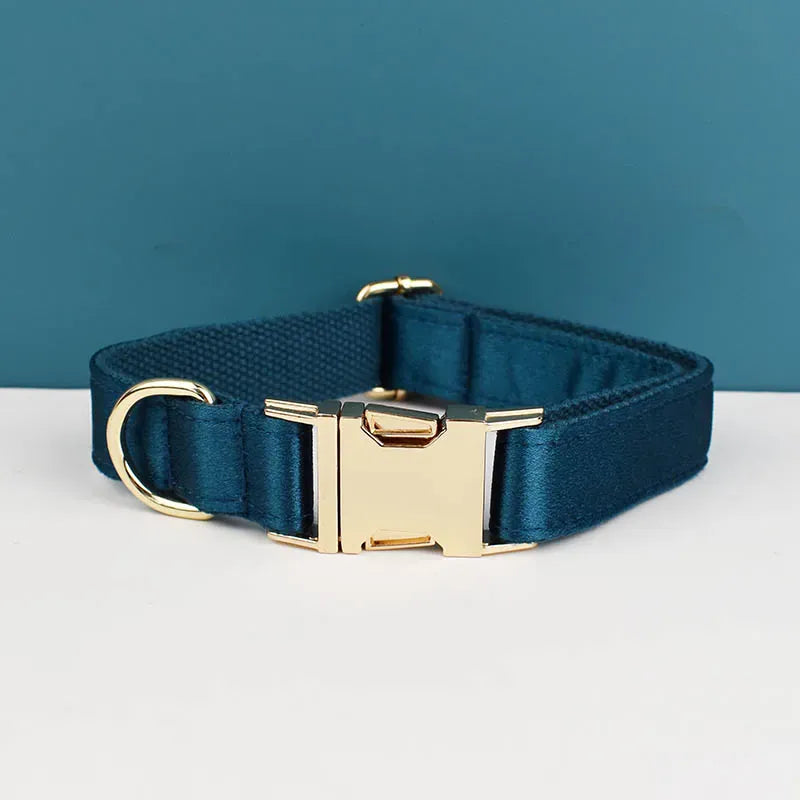 Blue Green Satin Personalized Dog Harness & Leash Set