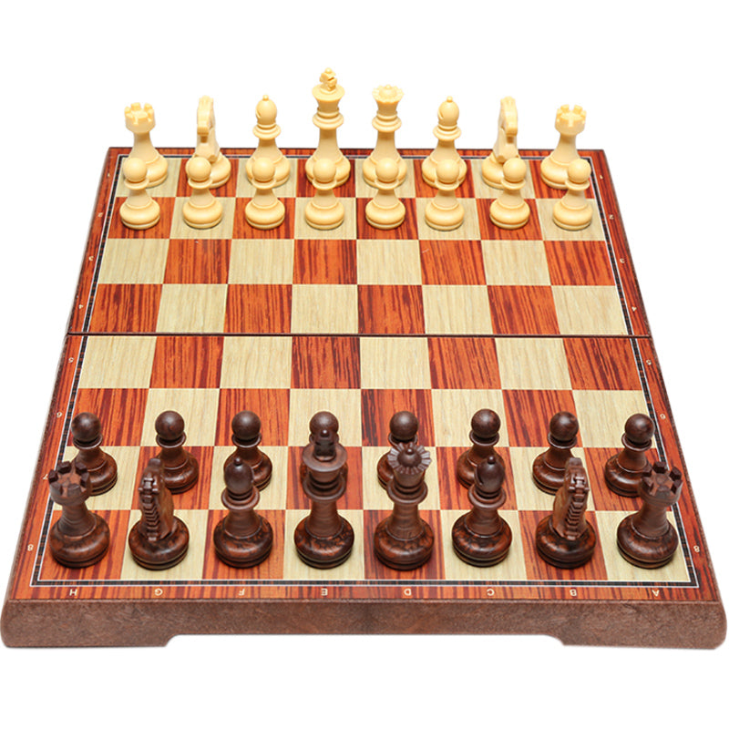 Magnetic Chess Set with Imitation Wood Chessboard
