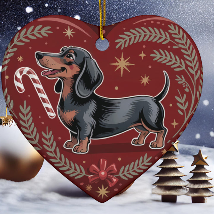 Dachshund Christmas Ceramic Ornament – Cute Holiday Dog Keepsake Gift